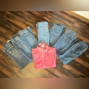 Lot of 7 pairs Wrangler Girls Youth 12S + Artist Jacket